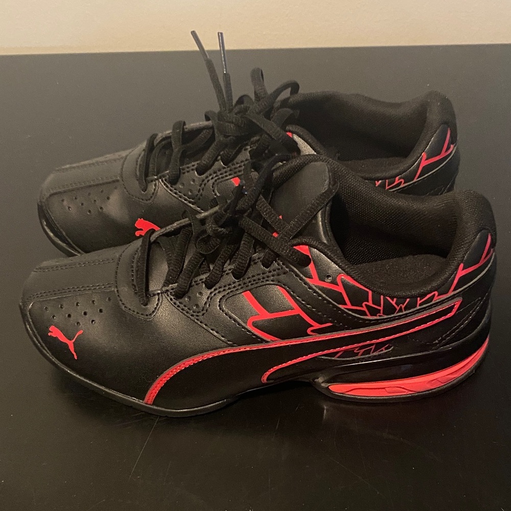 Puma Black Athletic Sneakers with Red Accents